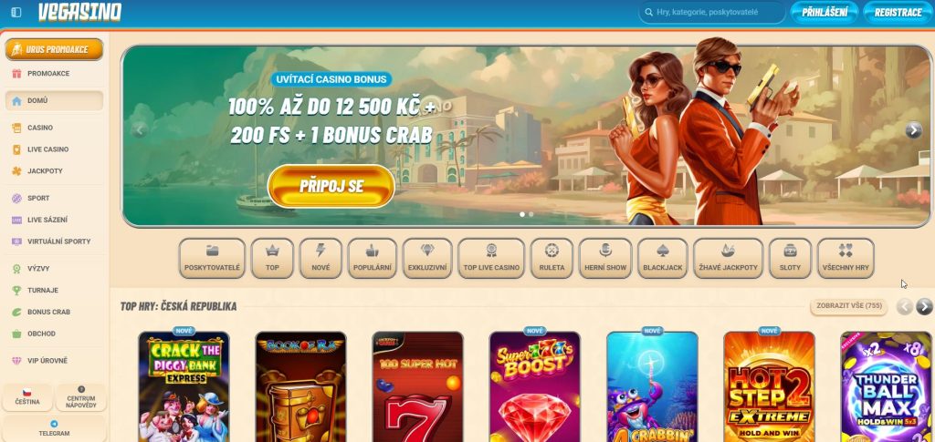Velkolepý herní sál s ruletou pod obřím křišťálovým lustrem: Vegasino rozzáří tisíce broušených kamínků nad zeleným suknem, kde se kulička točí pod světelným deštěm a sázky se podávají na stříbrných tácech